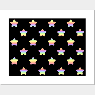 Mini Pastel Rainbow Horizontal Striped Stars Posters and Art